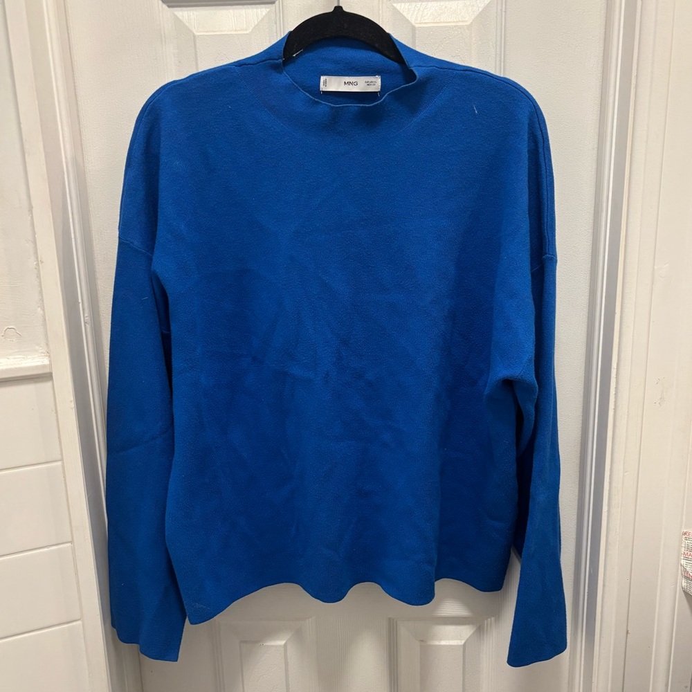 Blue Mockneck Mango Sweater